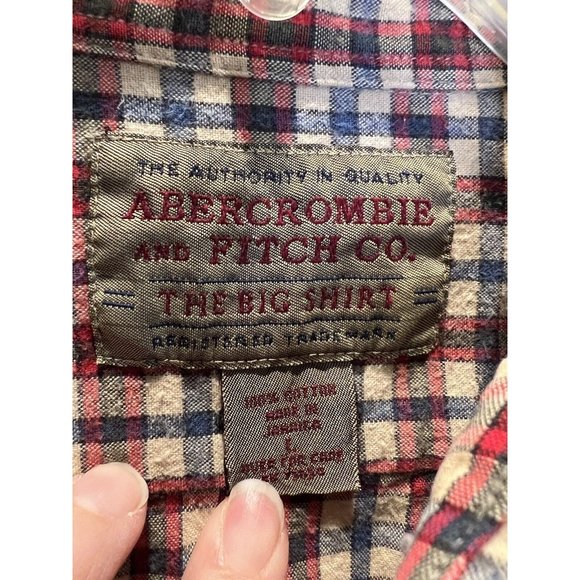 Abercrombie Fitch Shirt Mens Large Red Plaid Muscle Fit Button Down Long Sleeve - Picture 6 of 6